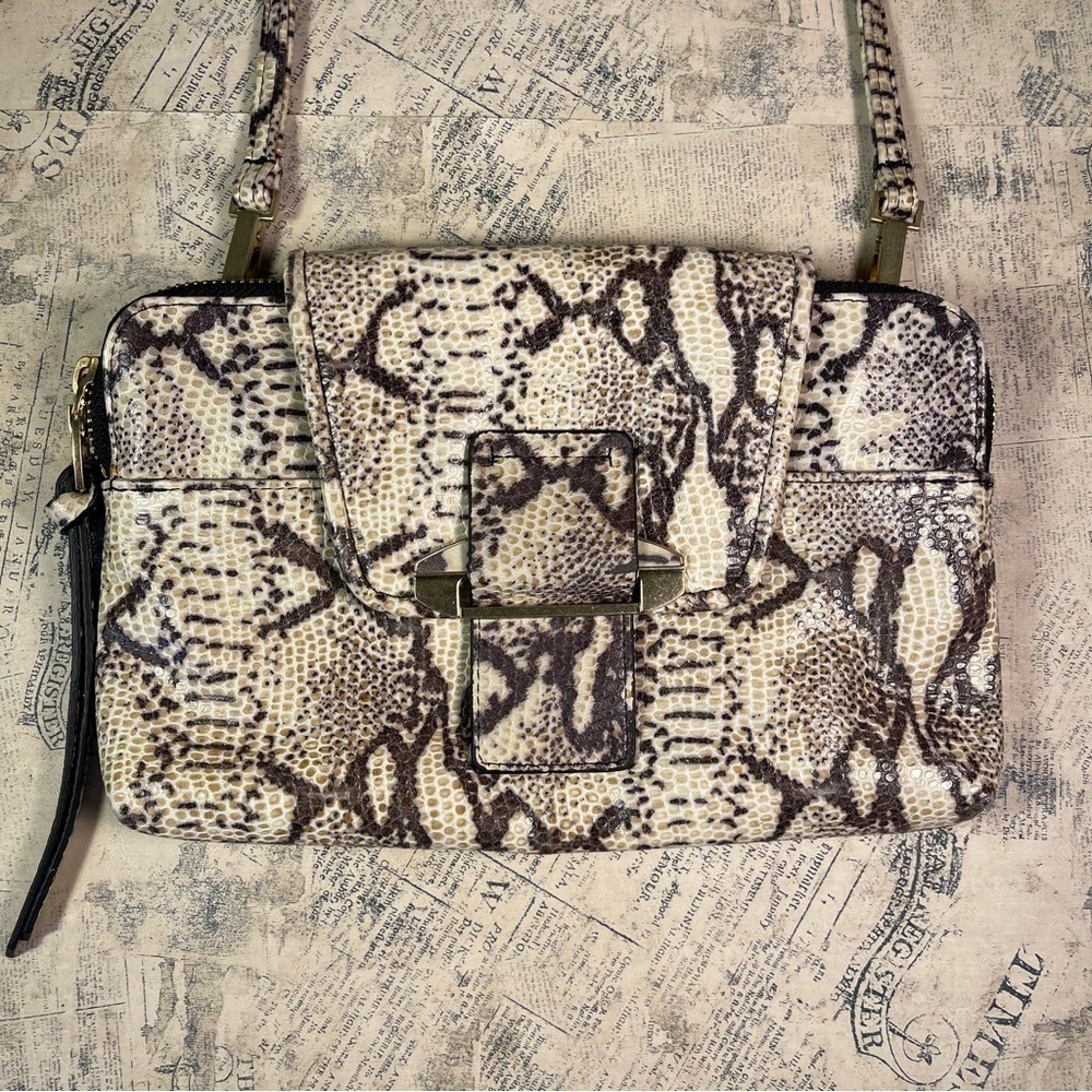 Kooba Snake Embossed Leather Crossbody Bag Textured Leather Shoulder Purse